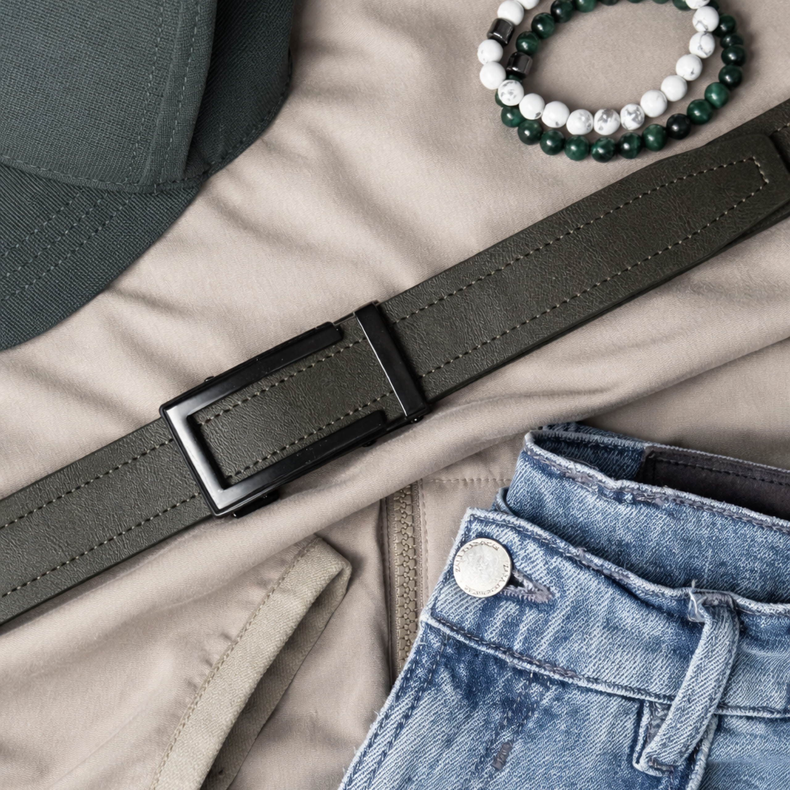 groene leren automatische heren riem van Riemoda