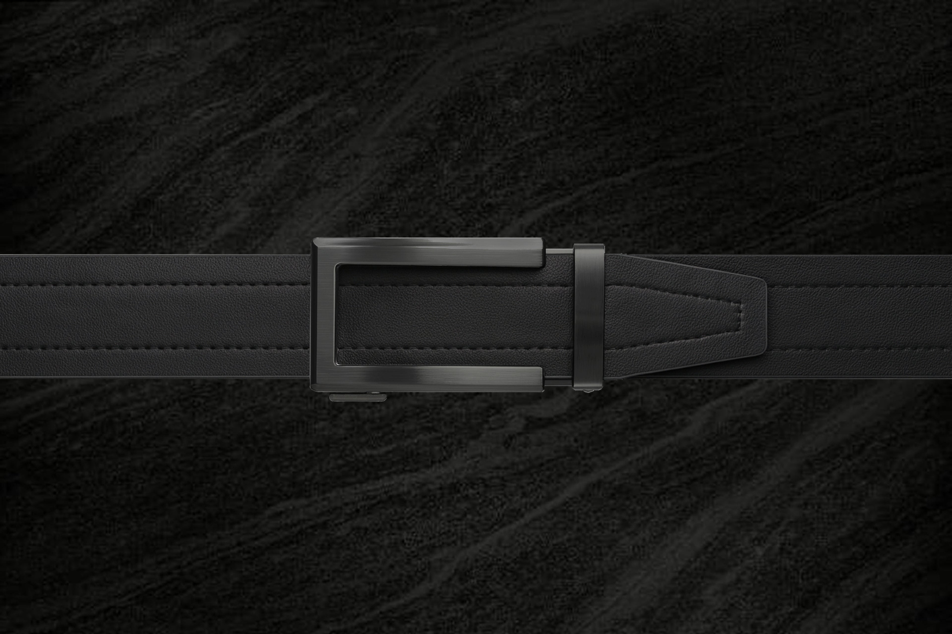 Product Riemoda Onyx automatische heren riem zwart leer met zwarte gesp - riem zonder gaatjes